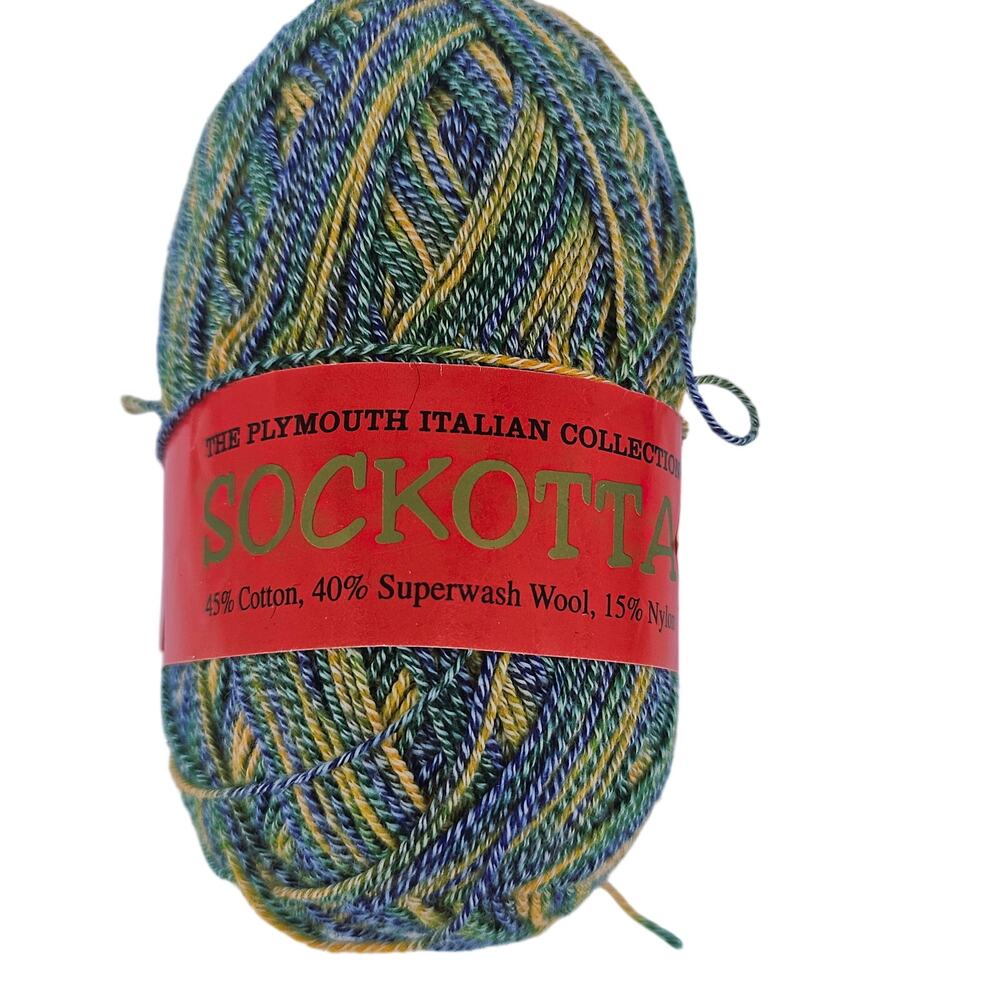 Plymouth Italian Collection Sockatta Yarn 21 306 Blue Green Yellow Cotton Wool